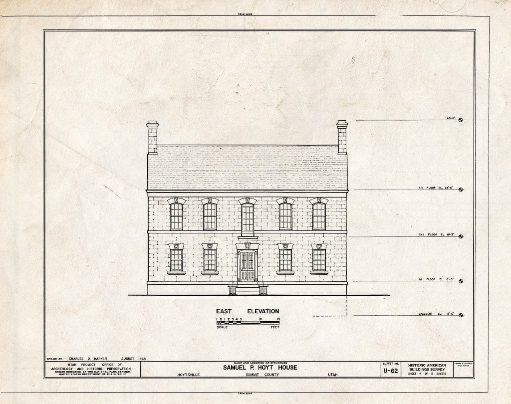Blueprint HABS Utah,22-Hoyt,1- (Sheet 4 of 8) - Samuel Pierce Hoyt House, U.S. Route 189 Vicinity, Hoytsville, Summit County, UT