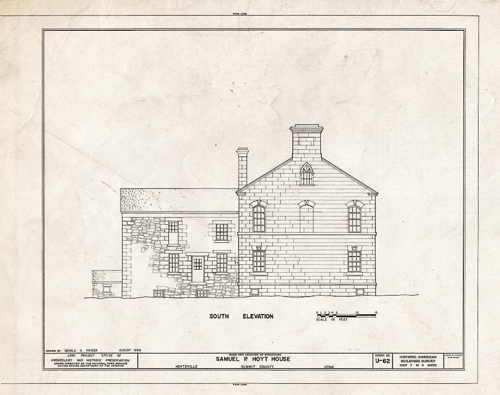 Blueprint HABS Utah,22-Hoyt,1- (Sheet 5 of 8) - Samuel Pierce Hoyt House, U.S. Route 189 Vicinity, Hoytsville, Summit County, UT
