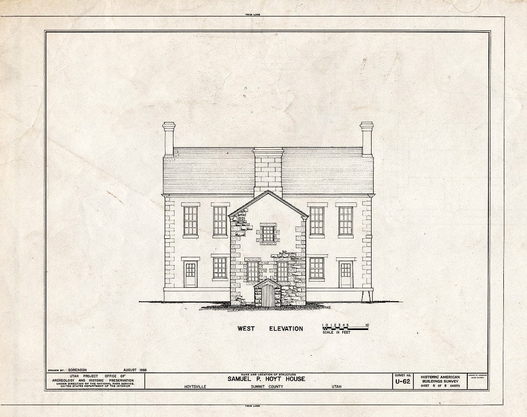 Blueprint HABS Utah,22-Hoyt,1- (Sheet 6 of 8) - Samuel Pierce Hoyt House, U.S. Route 189 Vicinity, Hoytsville, Summit County, UT