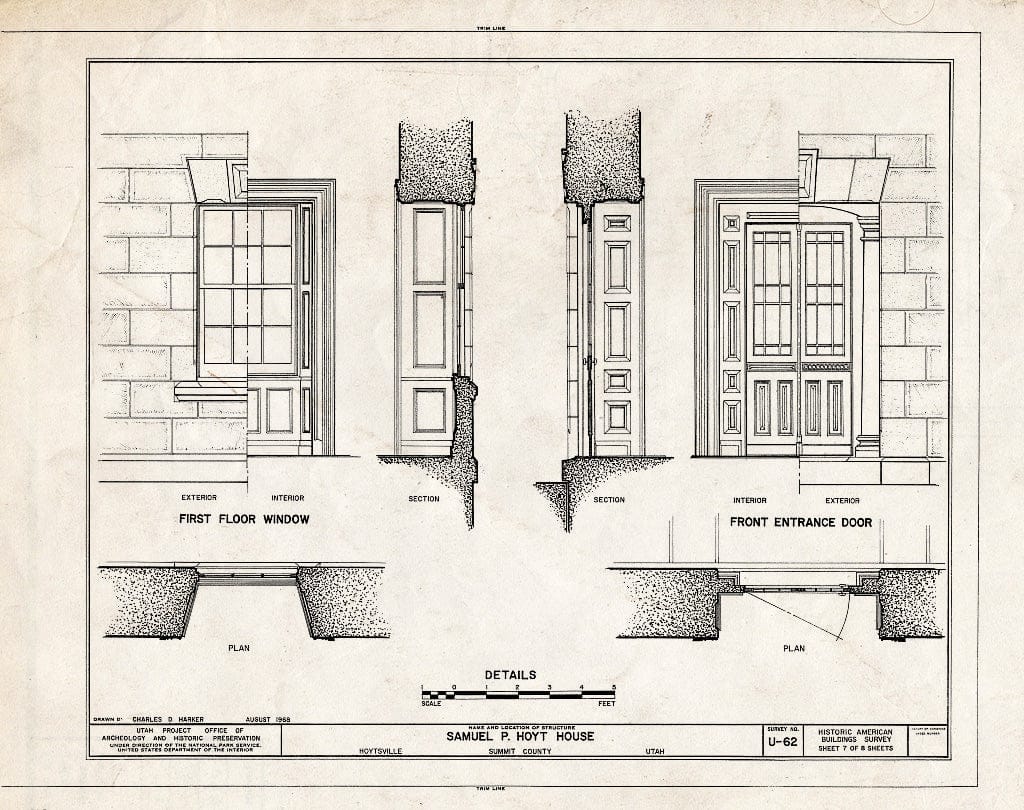 Blueprint HABS Utah,22-Hoyt,1- (Sheet 7 of 8) - Samuel Pierce Hoyt House, U.S. Route 189 Vicinity, Hoytsville, Summit County, UT