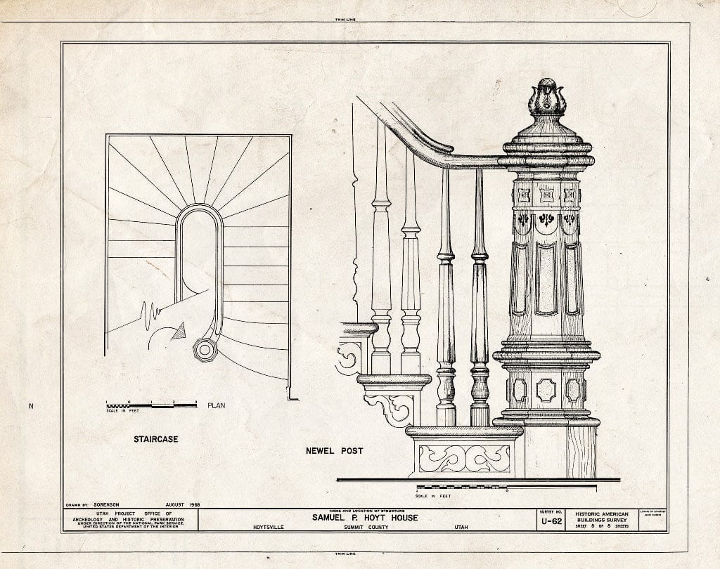 Blueprint HABS Utah,22-Hoyt,1- (Sheet 8 of 8) - Samuel Pierce Hoyt House, U.S. Route 189 Vicinity, Hoytsville, Summit County, UT