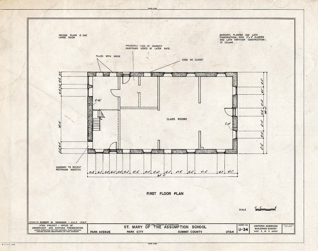 Blueprint HABS Utah,22-Park,1- (Sheet 2 of 4) - St. Mary of The Assumption School, Park Avenue at Main Street, Park City, Summit County, UT
