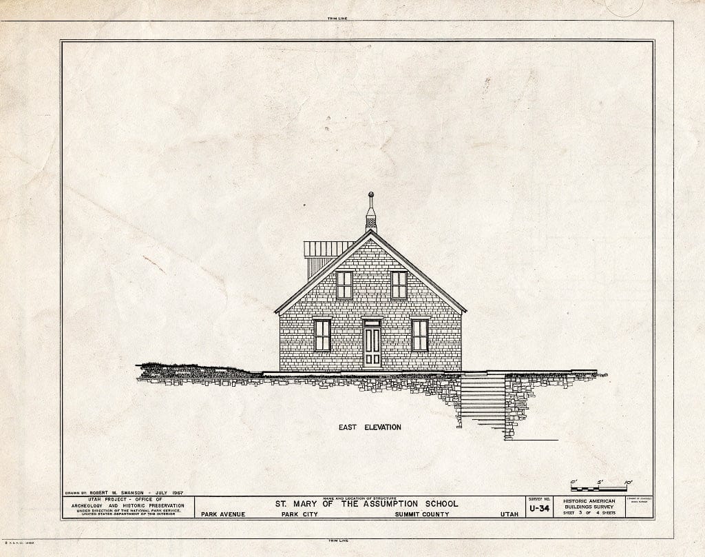 Blueprint HABS Utah,22-Park,1- (Sheet 3 of 4) - St. Mary of The Assumption School, Park Avenue at Main Street, Park City, Summit County, UT