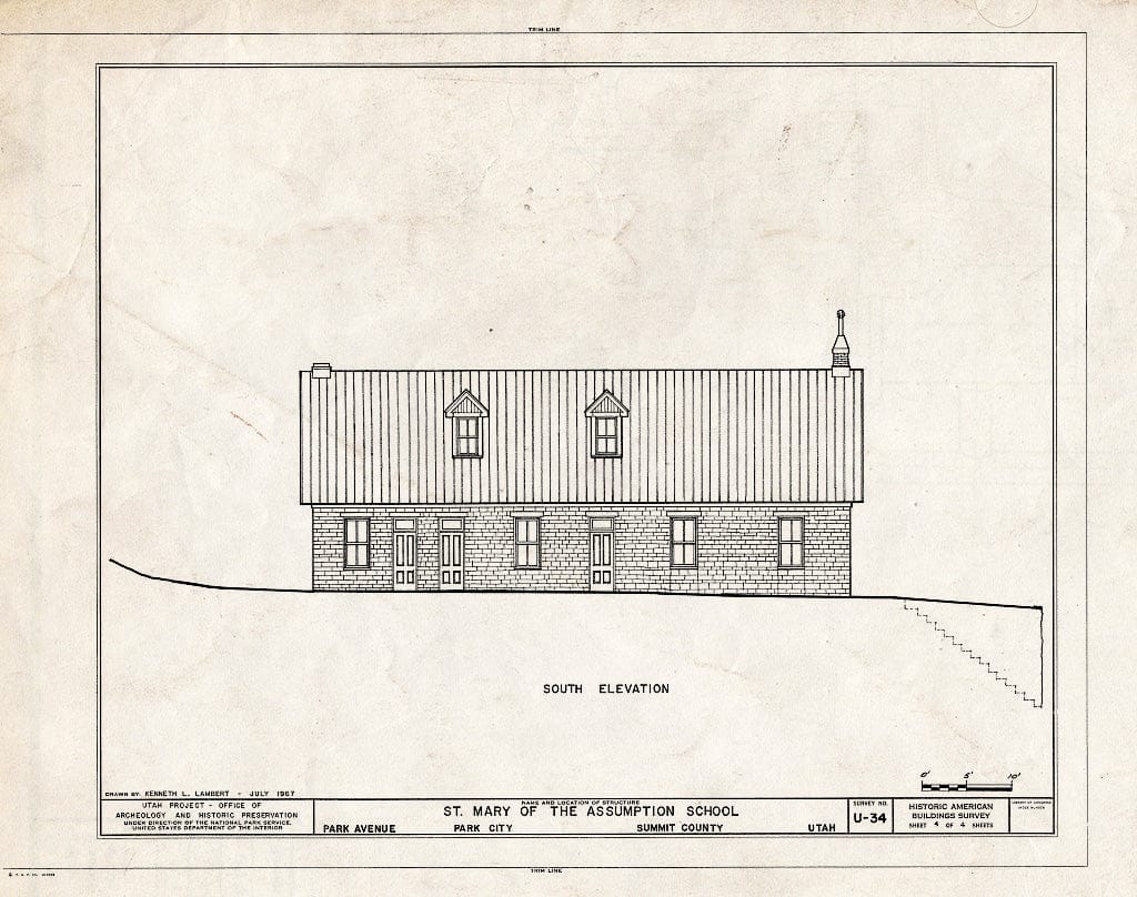 Blueprint HABS Utah,22-Park,1- (Sheet 4 of 4) - St. Mary of The Assumption School, Park Avenue at Main Street, Park City, Summit County, UT