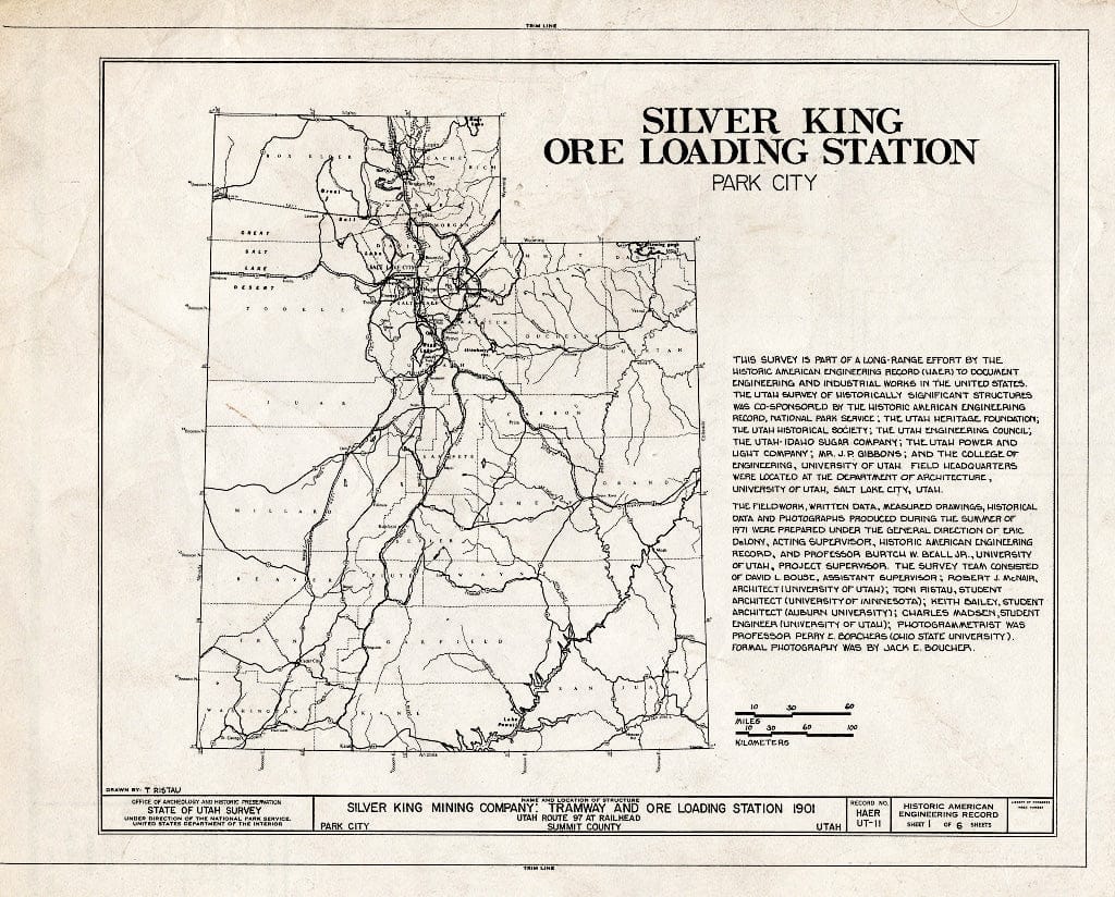 Blueprint HAER Utah,22-Park.V,4- (Sheet 1 of 6) - Silver King Mining Company, Ore Loading Station, Park Avenue, Park City, Summit County, UT