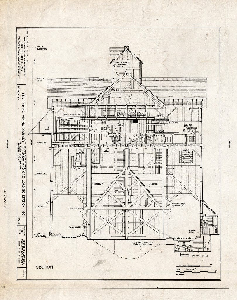 Blueprint HAER Utah,22-Park.V,4- (Sheet 6 of 6) - Silver King Mining Company, Ore Loading Station, Park Avenue, Park City, Summit County, UT