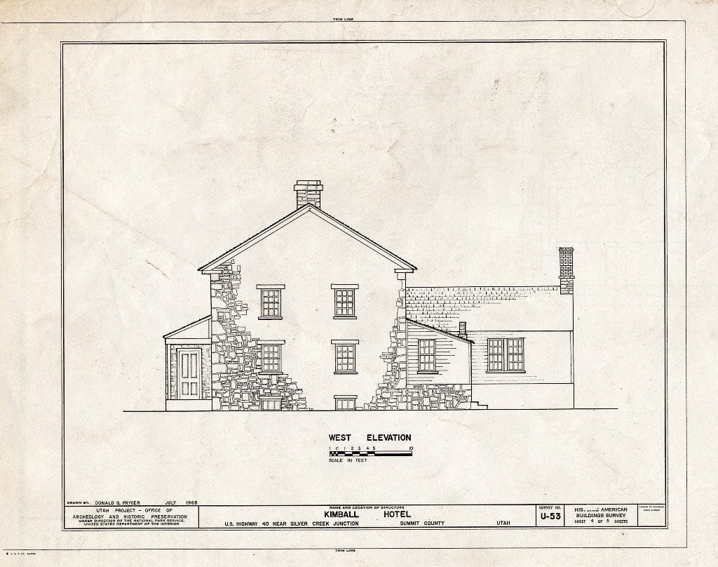 Blueprint HABS Utah,22-SILV.V,1- (Sheet 4 of 5) - Kimball Hotel, U.S. Route 40, Silver Creek Junction, Summit County, UT