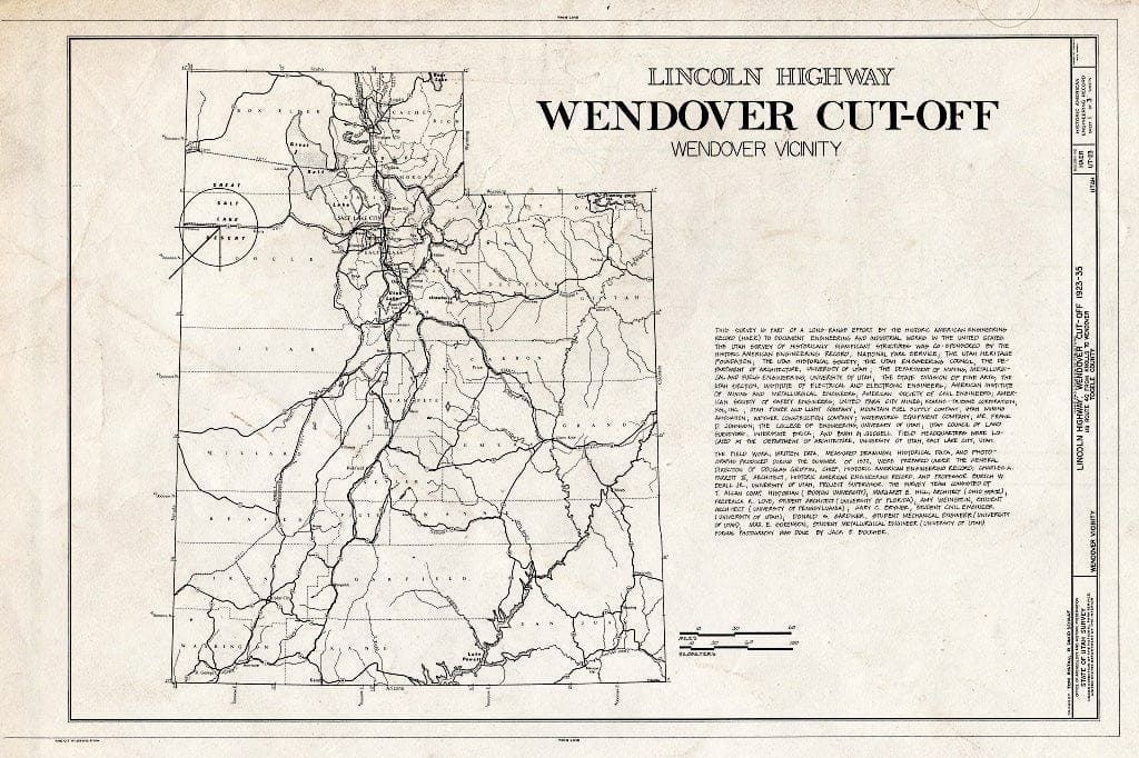 Blueprint HAER Utah,23-KNOL,1- (Sheet 1 of 3) - Lincoln Highway, Wendover Cutoff, Great Salt Lake Desert, Knolls, Tooele County, UT