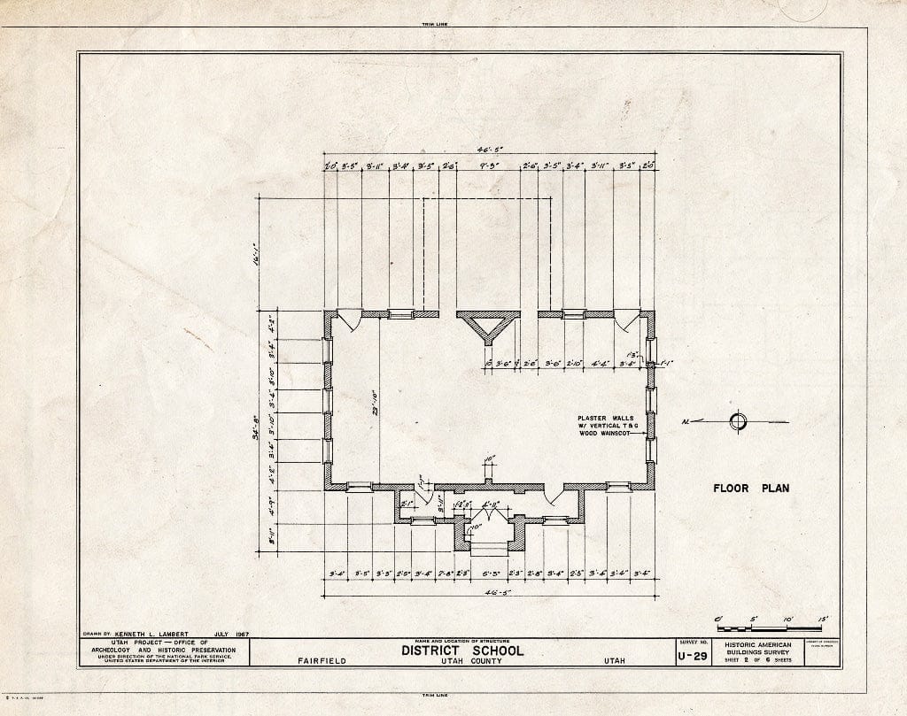 Blueprint HABS Utah,25-FAIRF,1- (Sheet 2 of 6) - District School, North Church Street, Fairfield, Utah County, UT