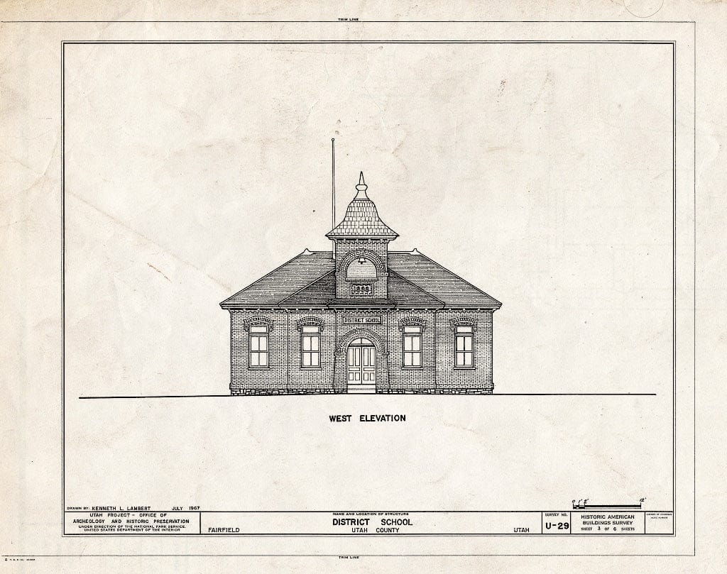 Blueprint HABS Utah,25-FAIRF,1- (Sheet 3 of 6) - District School, North Church Street, Fairfield, Utah County, UT
