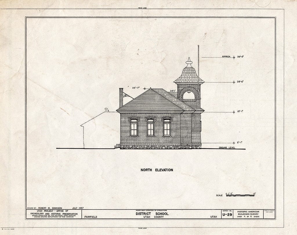 Blueprint HABS Utah,25-FAIRF,1- (Sheet 4 of 6) - District School, North Church Street, Fairfield, Utah County, UT