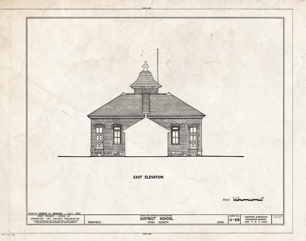 Blueprint HABS Utah,25-FAIRF,1- (Sheet 5 of 6) - District School, North Church Street, Fairfield, Utah County, UT