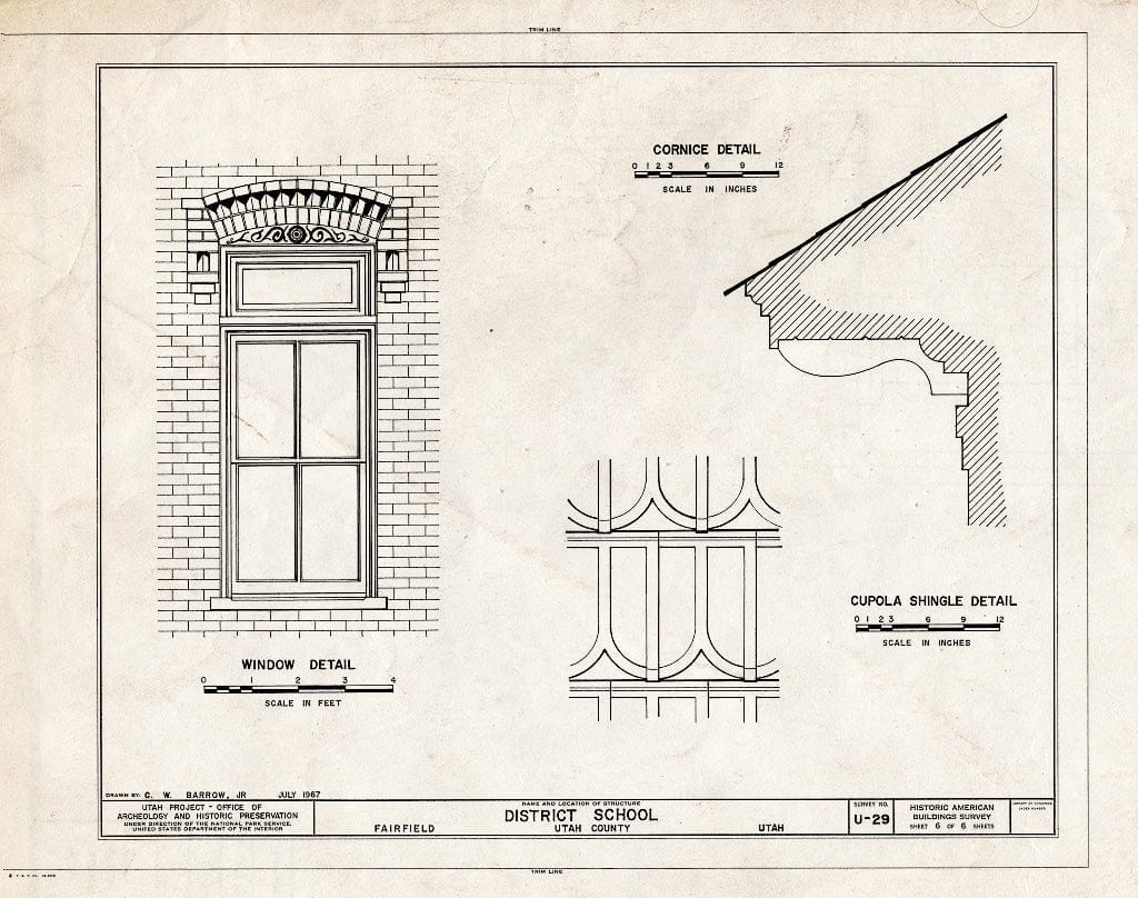 Blueprint HABS Utah,25-FAIRF,1- (Sheet 6 of 6) - District School, North Church Street, Fairfield, Utah County, UT