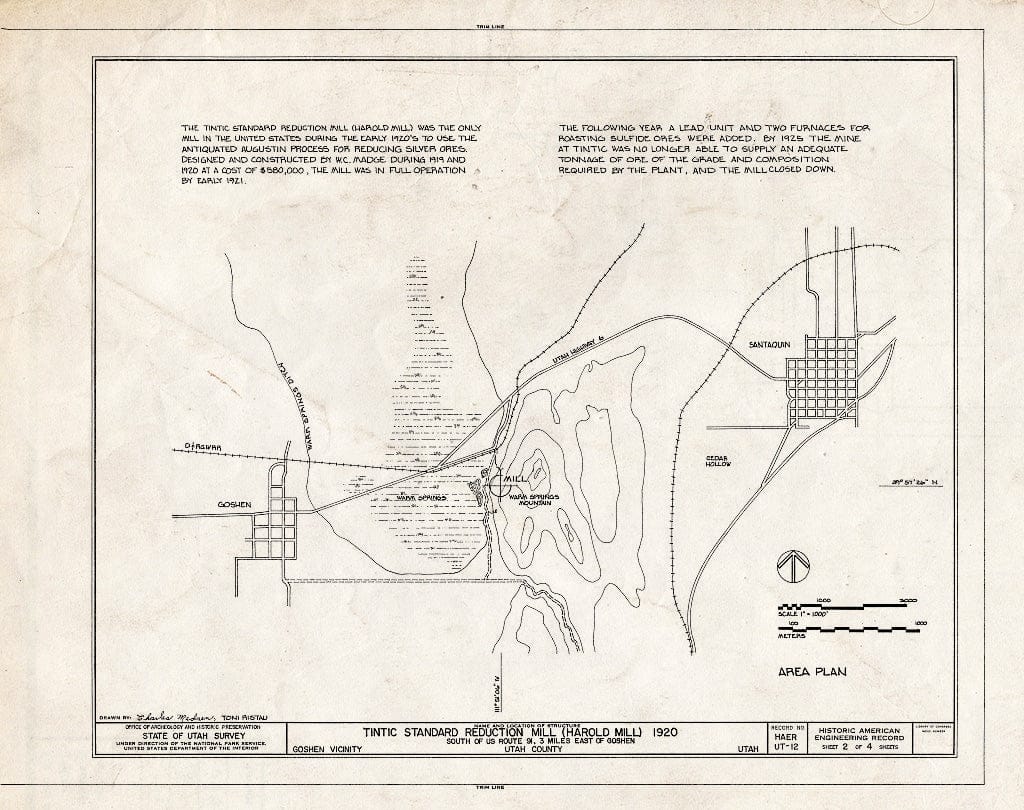 Blueprint HAER Utah,25-Gosh,1- (Sheet 2 of 4) - Tintic Standard Reduction Mill, Warm Springs Mountain, Goshen, Utah County, UT