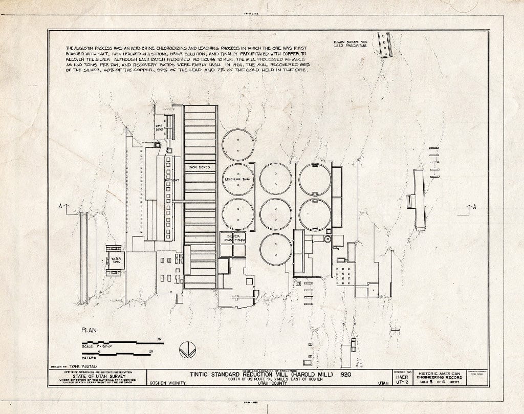 Blueprint HAER Utah,25-Gosh,1- (Sheet 3 of 4) - Tintic Standard Reduction Mill, Warm Springs Mountain, Goshen, Utah County, UT