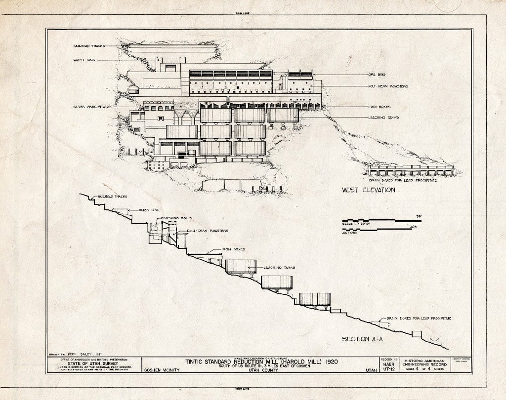 Blueprint HAER Utah,25-Gosh,1- (Sheet 4 of 4) - Tintic Standard Reduction Mill, Warm Springs Mountain, Goshen, Utah County, UT