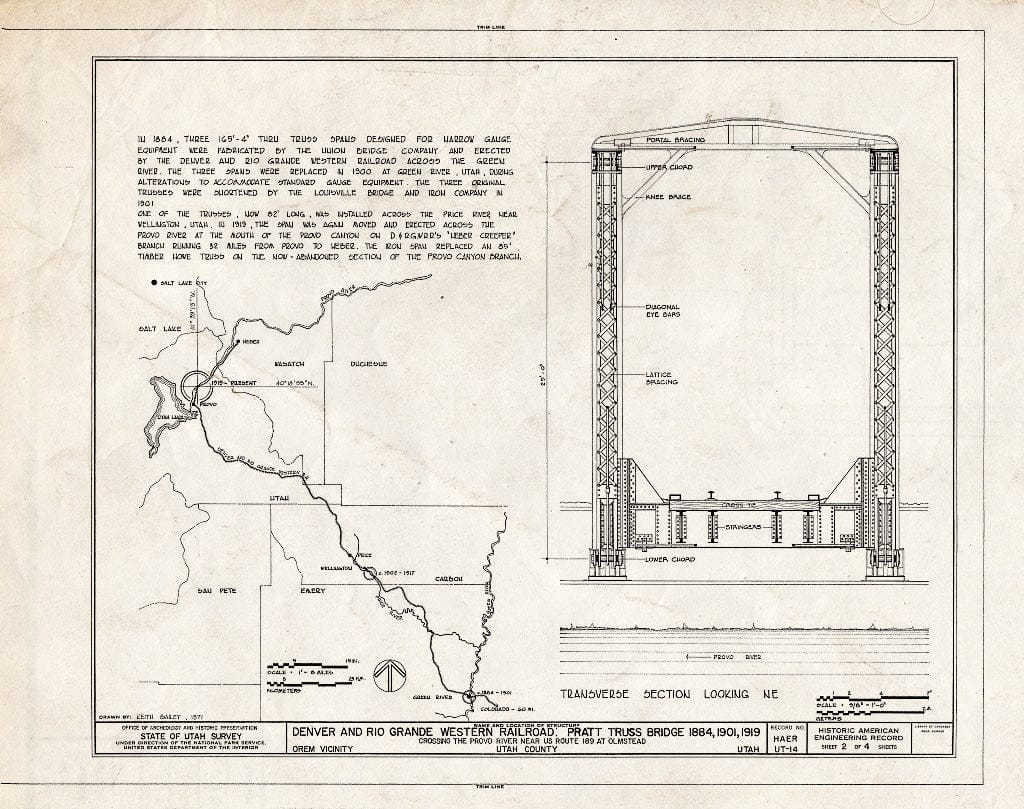 Blueprint HAER Utah,25-OLMS,1- (Sheet 2 of 4) - Denver & Rio Grande Western Railroad, Provo River Bridge, Spanning Provo River, Orem Vicinity, Orem, Utah County, UT