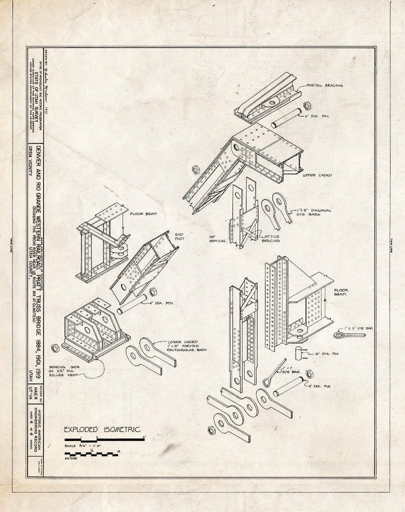 Blueprint HAER Utah,25-OLMS,1- (Sheet 4 of 4) - Denver & Rio Grande Western Railroad, Provo River Bridge, Spanning Provo River, Orem Vicinity, Orem, Utah County, UT