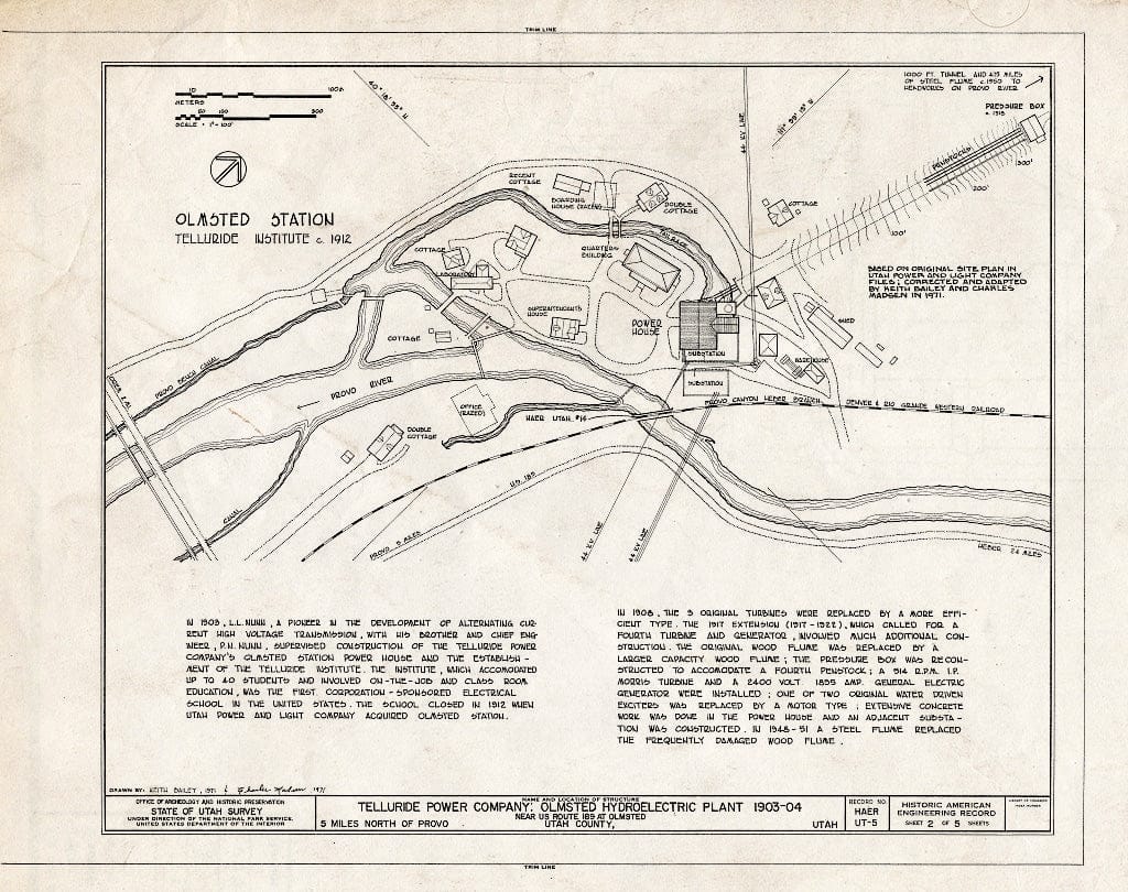 Blueprint HAER UTAH,25-OREM.V,2- (sheet 2 of 5) - Telluride Power Company, Olmsted Hydroelectric Plant, mouth of Provo River Canyon West of U.S. Route 189, Orem, Utah County, UT