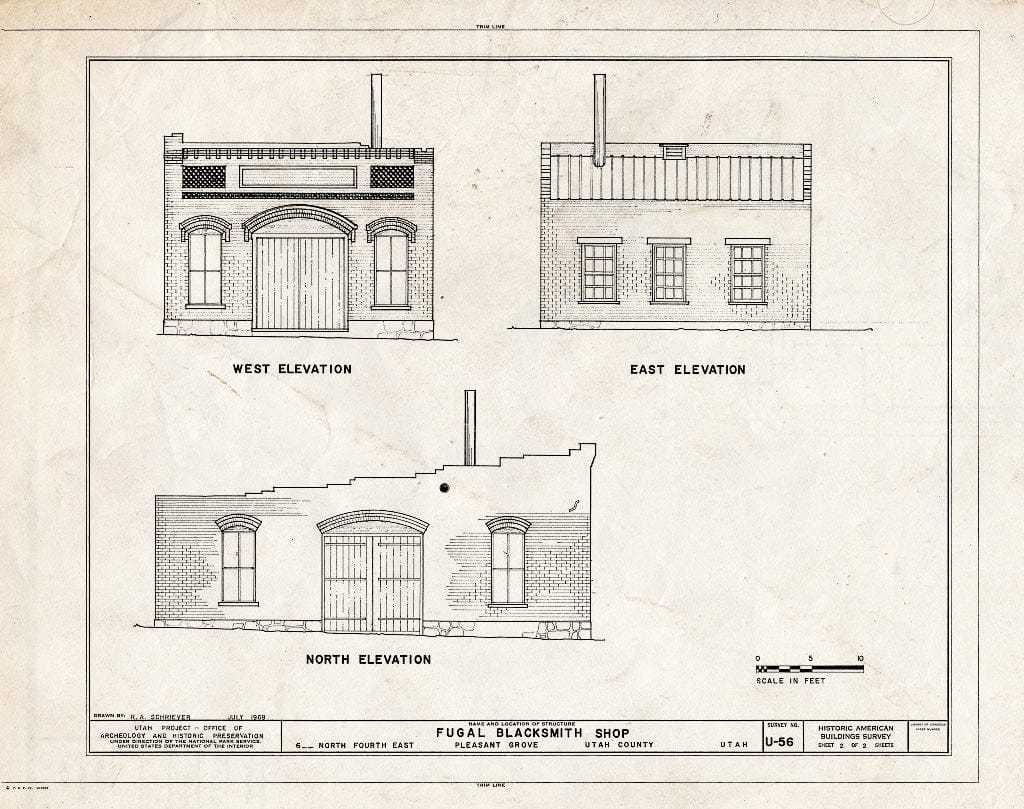 Blueprint HABS Utah,25-Pleas,1- (Sheet 2 of 2) - Fugal Blacksmith Shop, 650 North Fourth East Street, Pleasant Grove, Utah County, UT