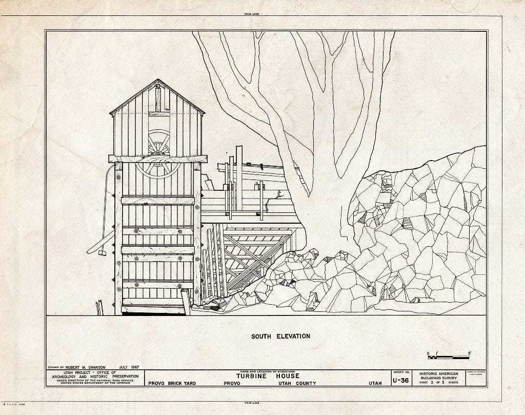 Blueprint HABS Utah,25-Provo,1- (Sheet 3 of 5) - Provo Brickyard, Turbine House, 1620 North 200 West Street, Provo, Utah County, UT