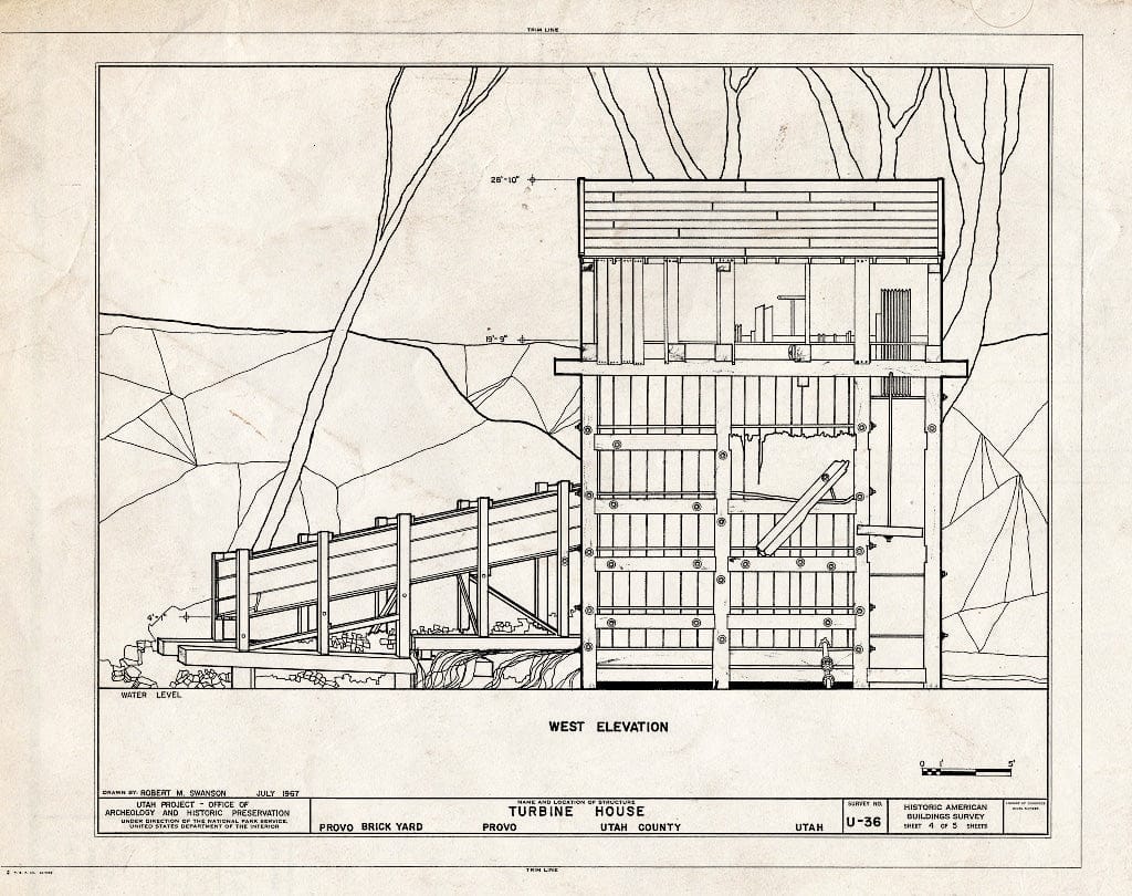 Blueprint HABS Utah,25-Provo,1- (Sheet 4 of 5) - Provo Brickyard, Turbine House, 1620 North 200 West Street, Provo, Utah County, UT