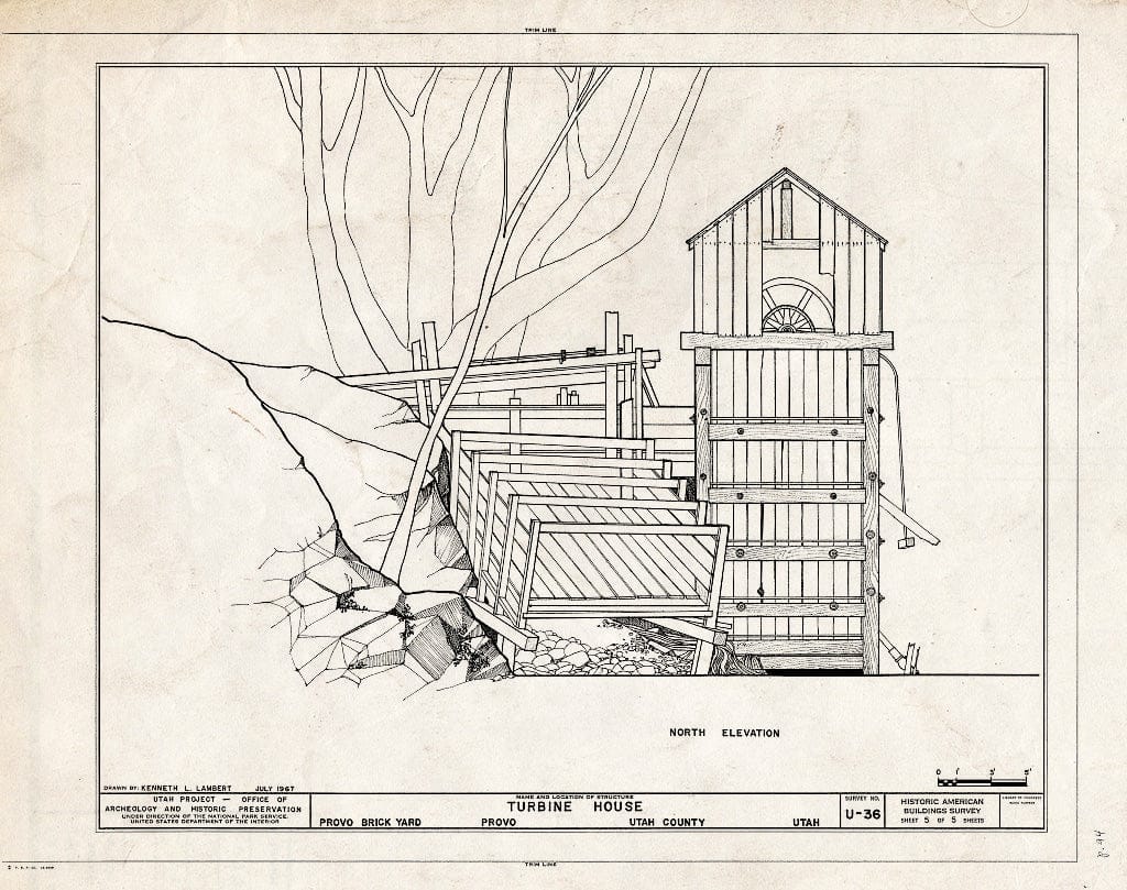 Blueprint HABS Utah,25-Provo,1- (Sheet 5 of 5) - Provo Brickyard, Turbine House, 1620 North 200 West Street, Provo, Utah County, UT