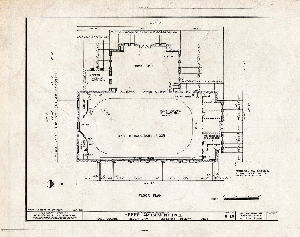 Blueprint HABS Utah,26-Heber,4- (Sheet 2 of 7) - Heber Amusement Hall, 100 North & 100 West Streets, Heber City, Wasatch County, UT