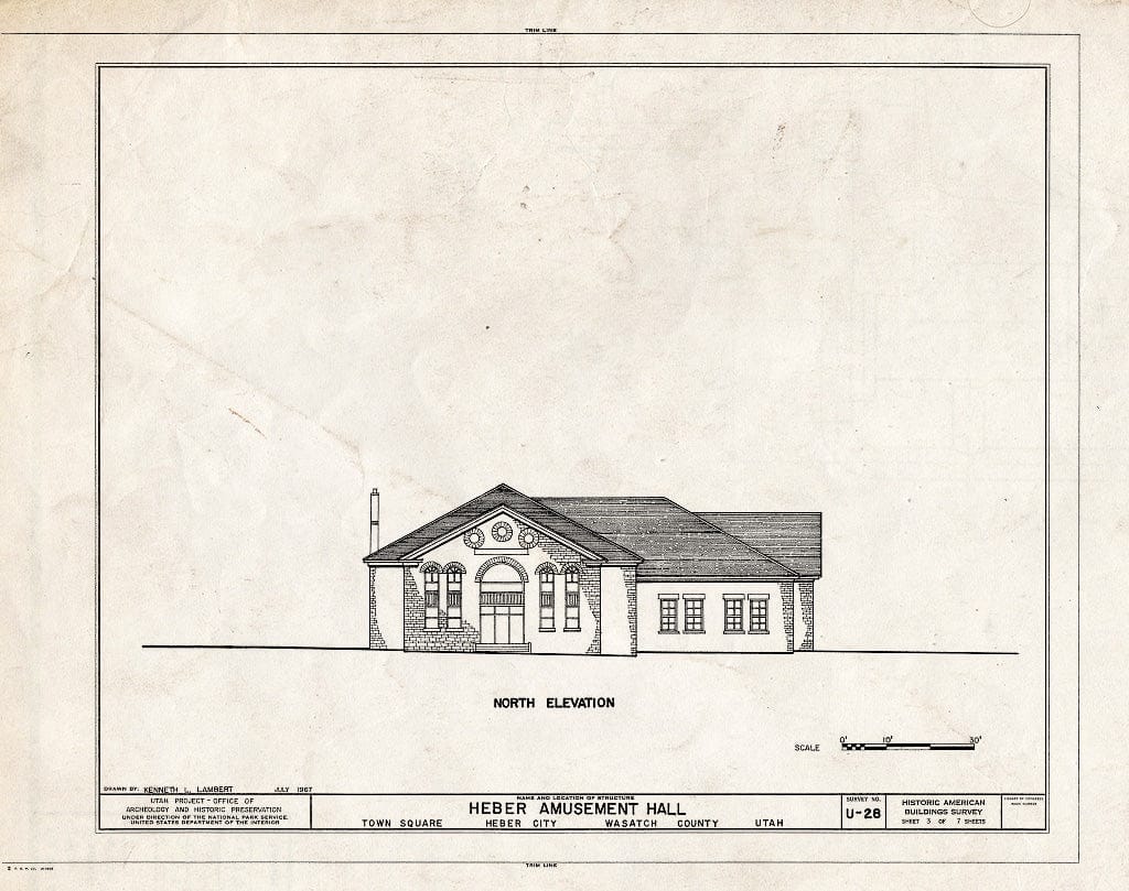 Blueprint HABS Utah,26-Heber,4- (Sheet 3 of 7) - Heber Amusement Hall, 100 North & 100 West Streets, Heber City, Wasatch County, UT