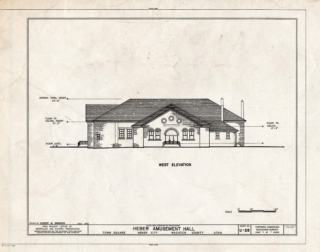 Blueprint HABS Utah,26-Heber,4- (Sheet 4 of 7) - Heber Amusement Hall, 100 North & 100 West Streets, Heber City, Wasatch County, UT
