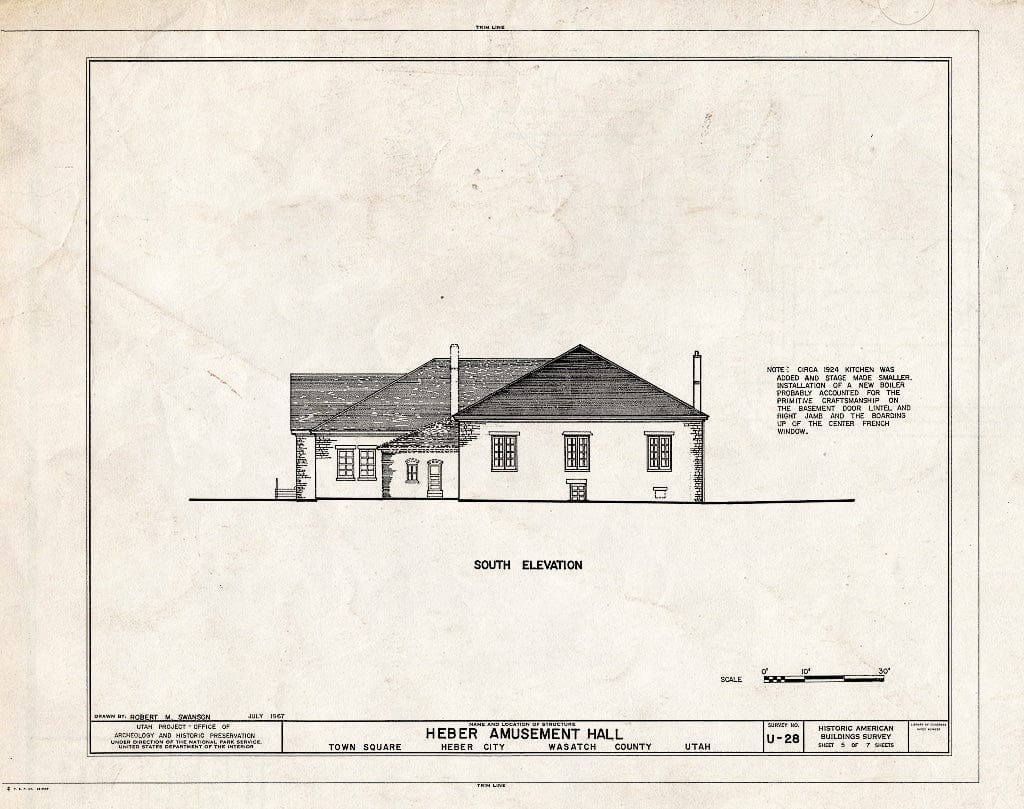 Blueprint HABS Utah,26-Heber,4- (Sheet 5 of 7) - Heber Amusement Hall, 100 North & 100 West Streets, Heber City, Wasatch County, UT