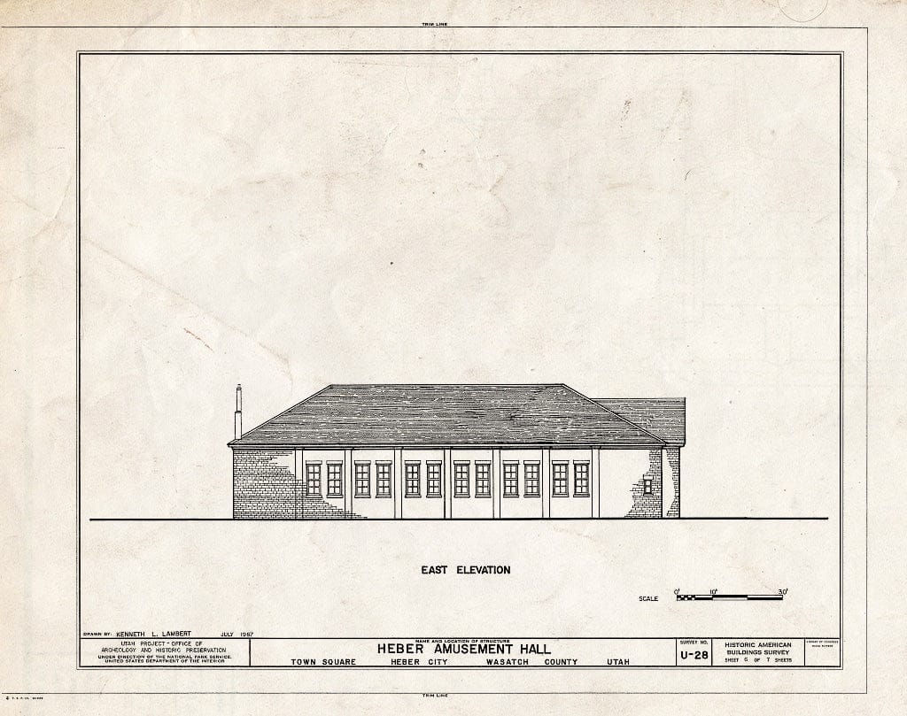 Blueprint HABS Utah,26-Heber,4- (Sheet 6 of 7) - Heber Amusement Hall, 100 North & 100 West Streets, Heber City, Wasatch County, UT