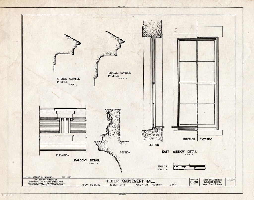 Blueprint HABS Utah,26-Heber,4- (Sheet 7 of 7) - Heber Amusement Hall, 100 North & 100 West Streets, Heber City, Wasatch County, UT