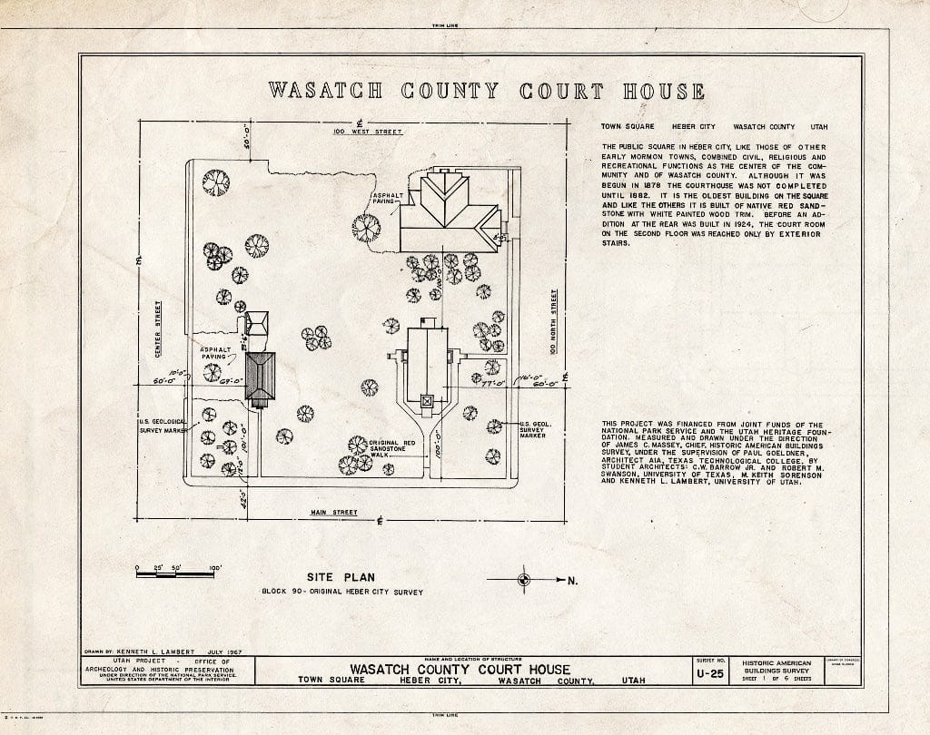 Blueprint HABS Utah,26-Heber,1- (Sheet 1 of 6) - Wasatch County Courthouse, Main Street at Center Street, Heber City, Wasatch County, UT