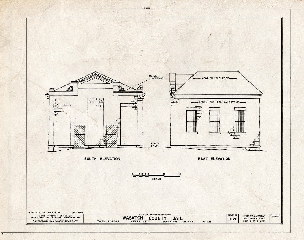 Blueprint HABS Utah,26-Heber,2- (Sheet 3 of 3) - Wasatch County Jail, Center Street, Heber City, Wasatch County, UT