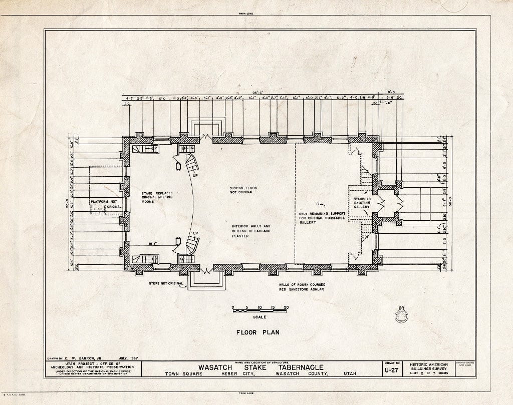 Blueprint HABS Utah,26-Heber,3- (Sheet 2 of 7) - Wasatch Stake Tabernacle, Main Street at 100 North Street, Heber City, Wasatch County, UT