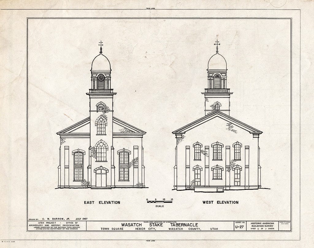 Blueprint HABS Utah,26-Heber,3- (Sheet 3 of 7) - Wasatch Stake Tabernacle, Main Street at 100 North Street, Heber City, Wasatch County, UT