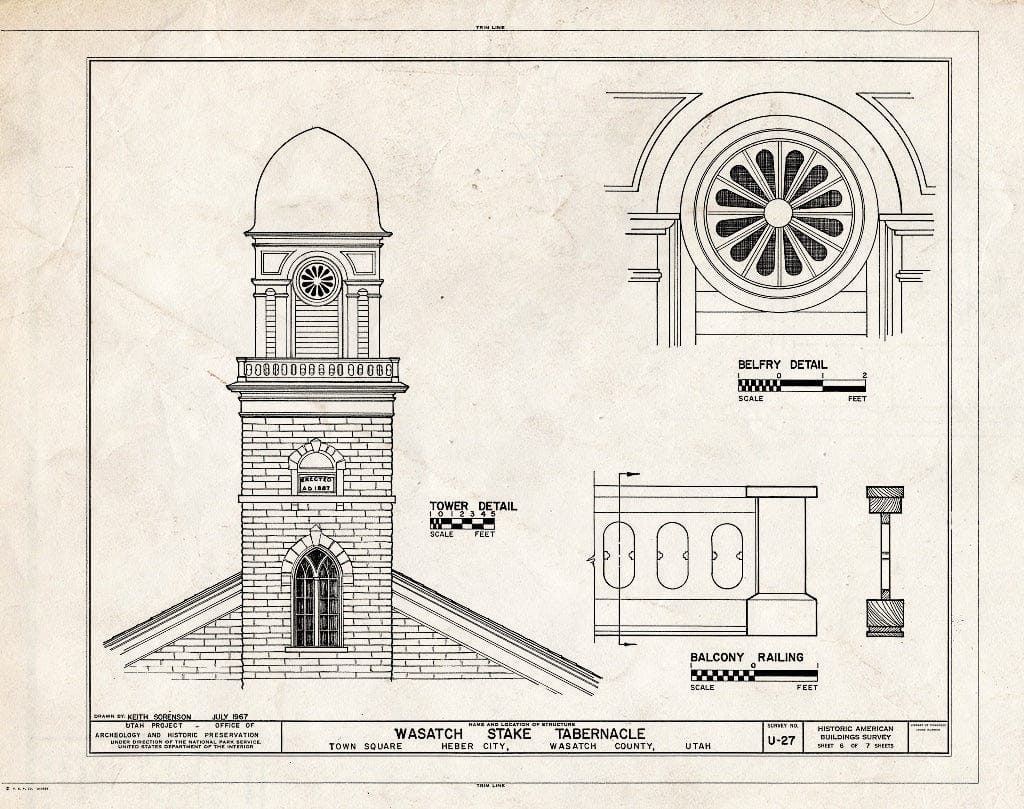 Blueprint HABS Utah,26-Heber,3- (Sheet 6 of 7) - Wasatch Stake Tabernacle, Main Street at 100 North Street, Heber City, Wasatch County, UT