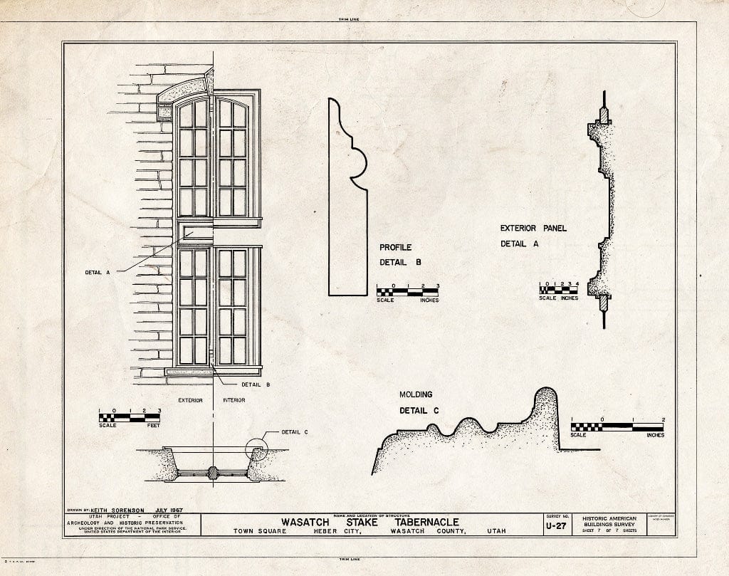 Blueprint HABS Utah,26-Heber,3- (Sheet 7 of 7) - Wasatch Stake Tabernacle, Main Street at 100 North Street, Heber City, Wasatch County, UT