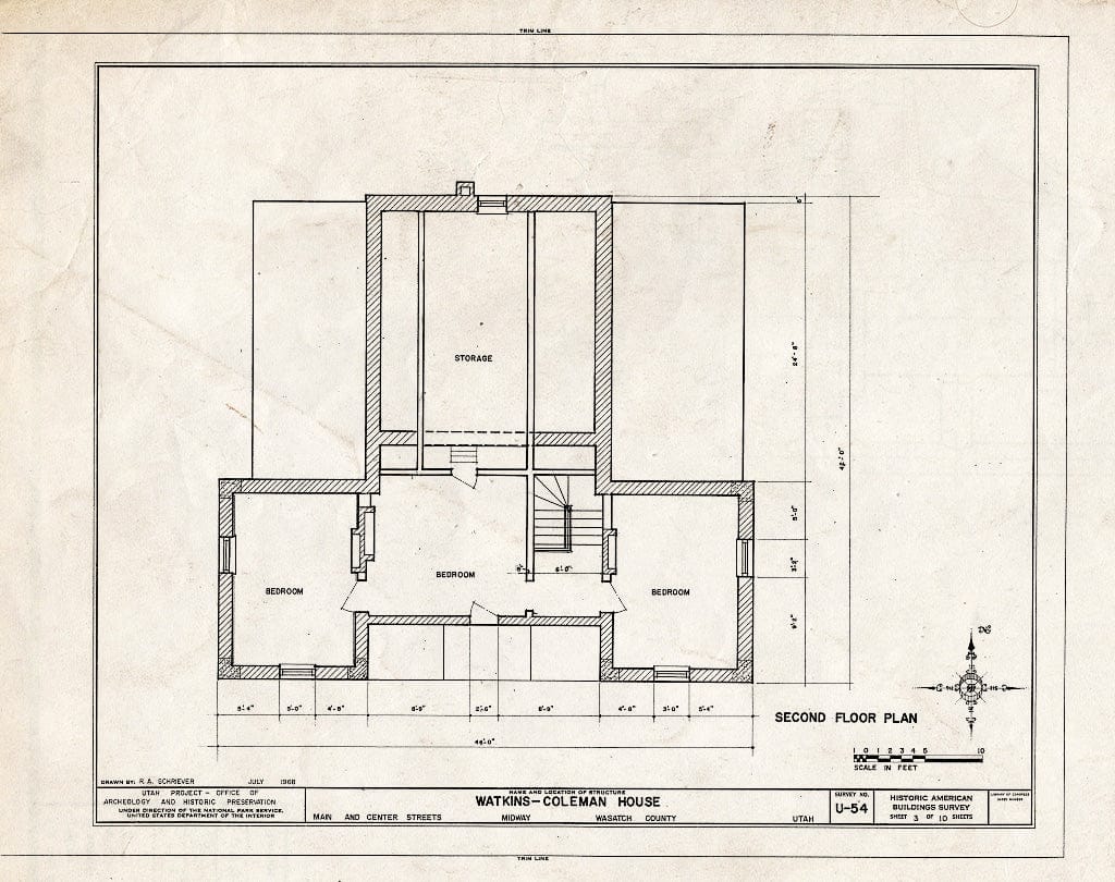 Blueprint HABS Utah,26-MID,1- (Sheet 3 of 10) - Watkins-Coleman House, 5 East Main Street, Midway, Wasatch County, UT