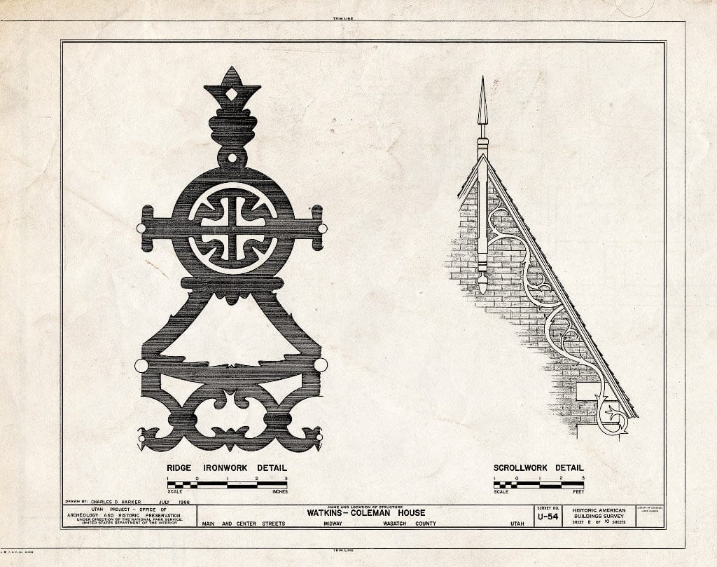 Blueprint HABS Utah,26-MID,1- (Sheet 8 of 10) - Watkins-Coleman House, 5 East Main Street, Midway, Wasatch County, UT