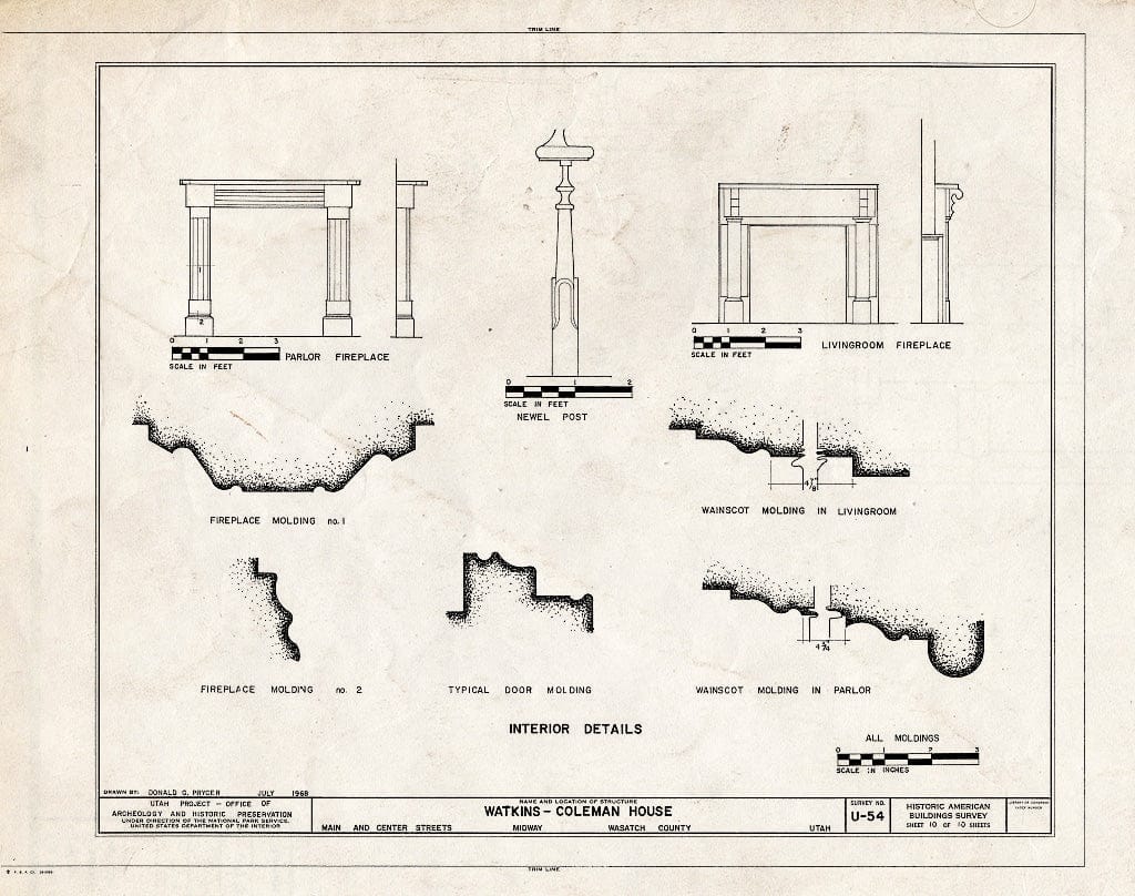 Blueprint HABS Utah,26-MID,1- (Sheet 10 of 10) - Watkins-Coleman House, 5 East Main Street, Midway, Wasatch County, UT