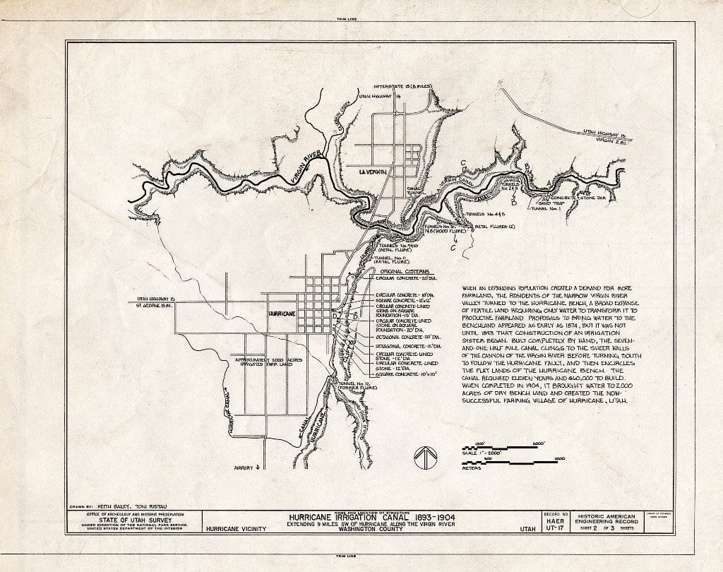 Blueprint HAER Utah,27-HURI,1- (Sheet 2 of 3) - Hurricane Irrigation Canal, State Route 15 Vicinity, Hurricane, Washington County, UT