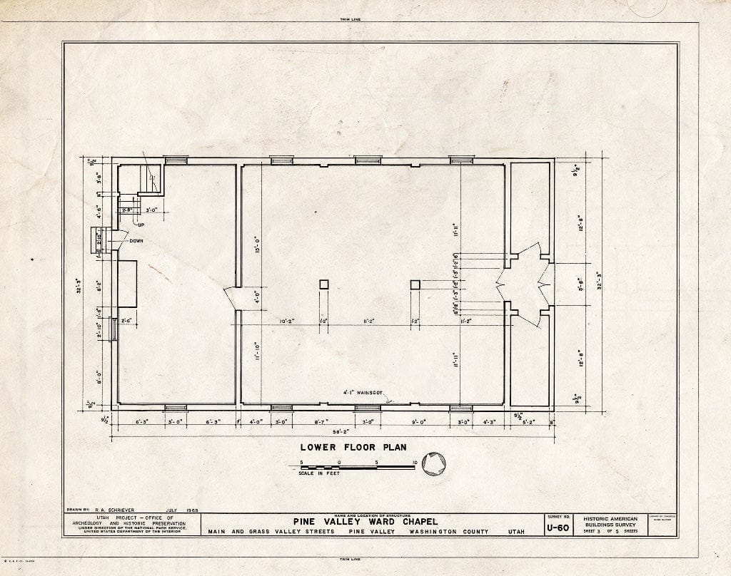 Blueprint HABS Utah,27-PINVA,1- (Sheet 3 of 5) - Pine Valley Ward Chapel, Main & Grass Valley Streets, Pine Valley, Washington County, UT