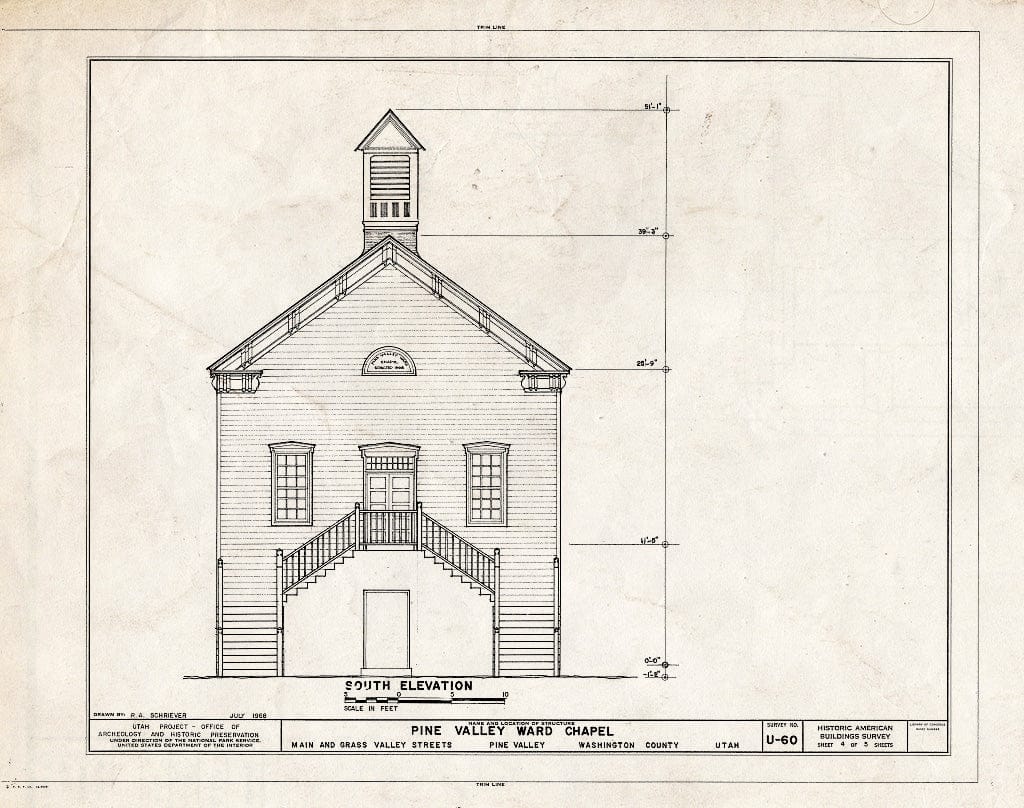 Blueprint HABS Utah,27-PINVA,1- (Sheet 4 of 5) - Pine Valley Ward Chapel, Main & Grass Valley Streets, Pine Valley, Washington County, UT