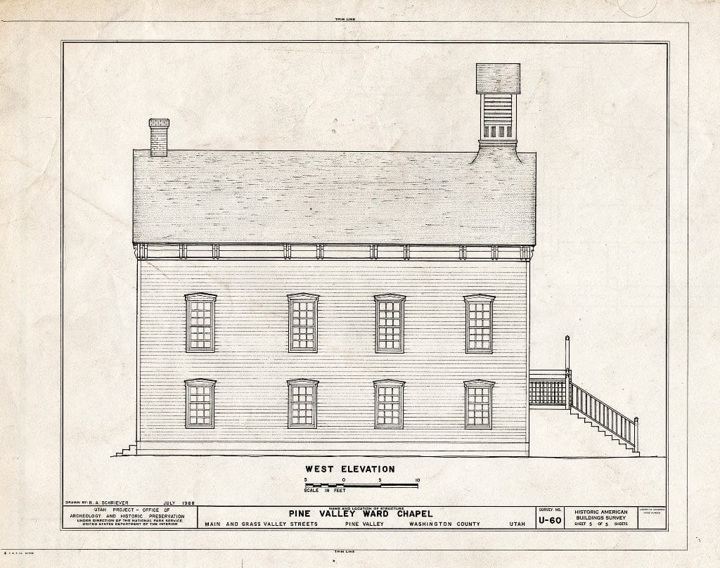 Blueprint HABS Utah,27-PINVA,1- (Sheet 5 of 5) - Pine Valley Ward Chapel, Main & Grass Valley Streets, Pine Valley, Washington County, UT