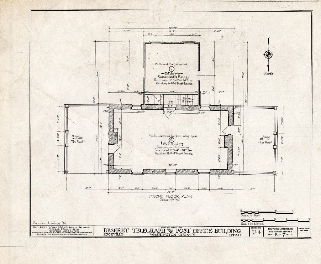 Blueprint HABS Utah,27-ROCVI,1- (Sheet 2 of 7) - Deseret Telegraph & Post Office Building, State Route 15, Rockville, Washington County, UT