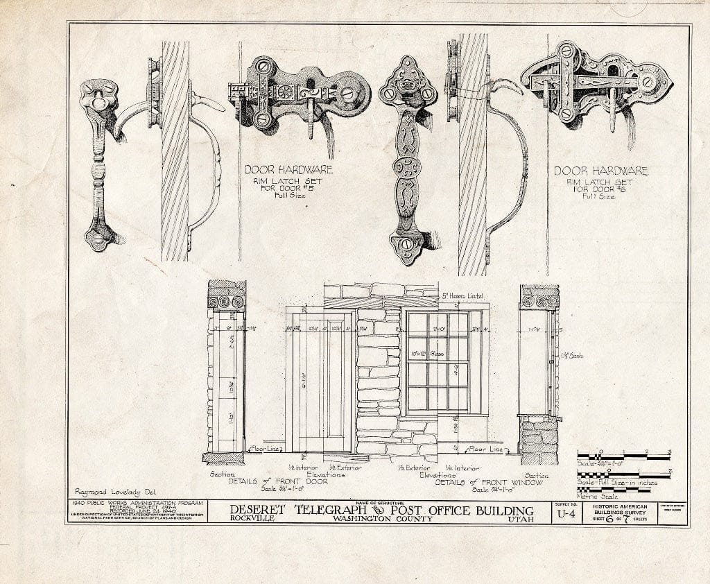 Blueprint HABS Utah,27-ROCVI,1- (Sheet 6 of 7) - Deseret Telegraph & Post Office Building, State Route 15, Rockville, Washington County, UT