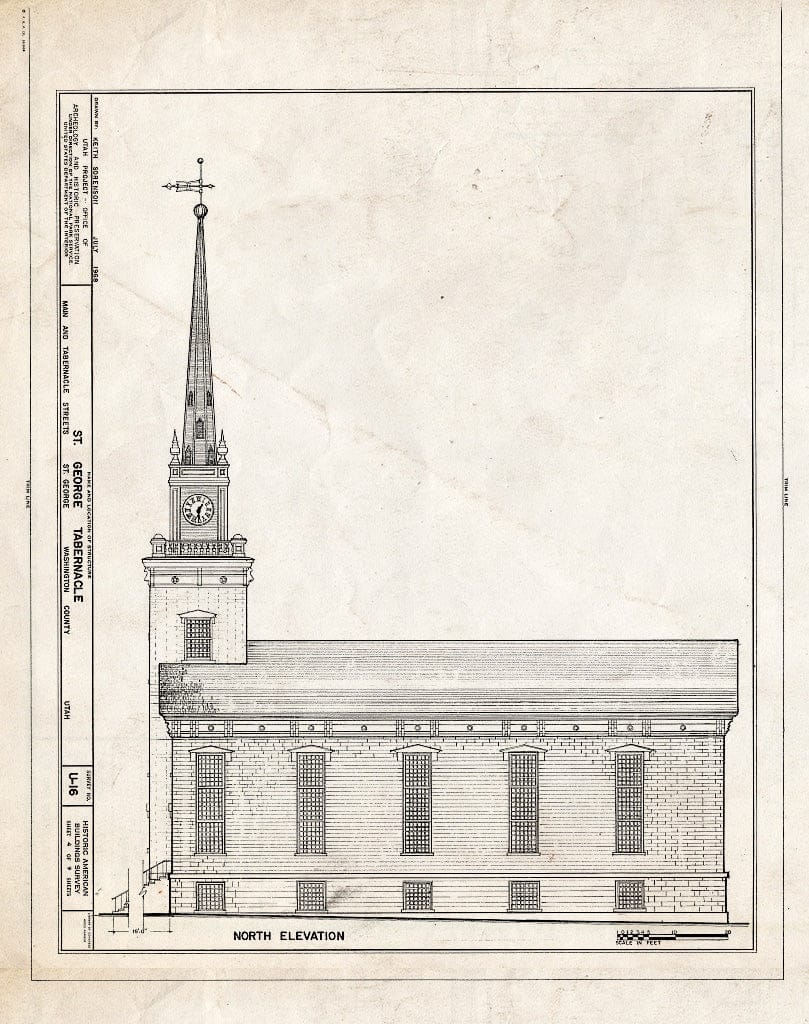 Blueprint HABS Utah,27-SAGEO,9- (Sheet 4 of 9) - St. George Tabernacle, Main Street and Tabernacle Streets, Saint George, Washington County, UT