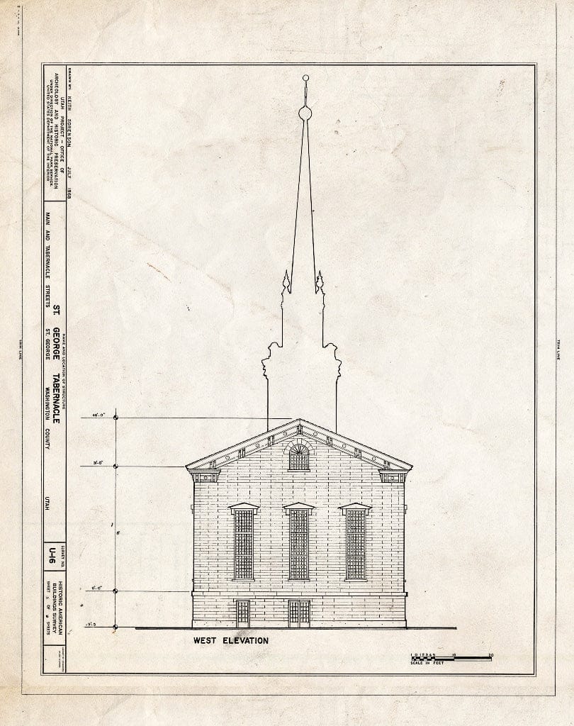 Blueprint HABS Utah,27-SAGEO,9- (Sheet 5 of 9) - St. George Tabernacle, Main Street and Tabernacle Streets, Saint George, Washington County, UT